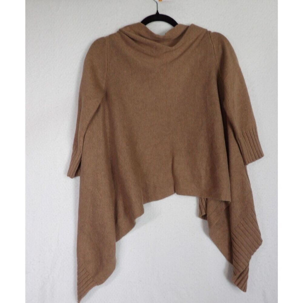 GAP Open Front Cotton Cashmere Brown Asymmetrical 3/4 sleeve‎ Cardigan | Small - Picture 4 of 6